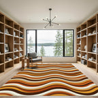 Retro Earth Tone Wavy Line Rug