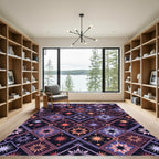 Crimson Teal Starburst Medallion Quilt Rug