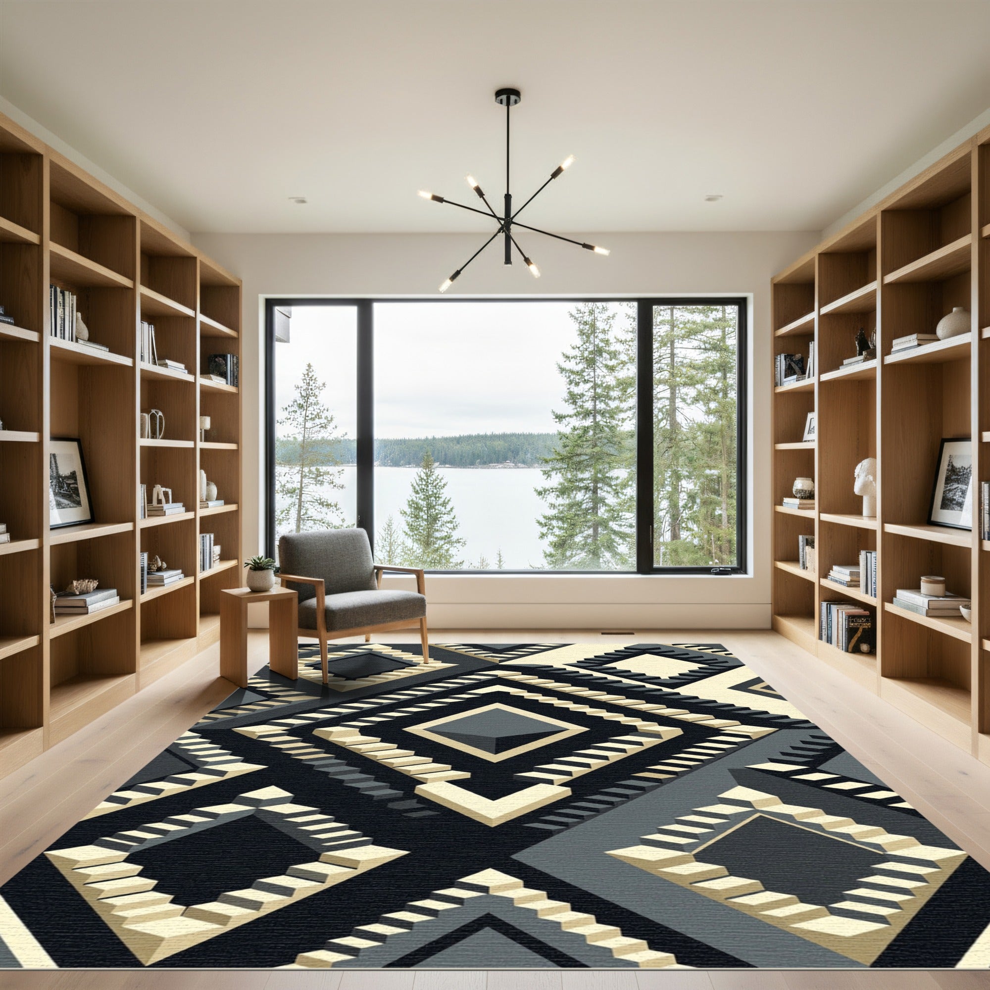Optical Illusion Stairs Geometric Rug