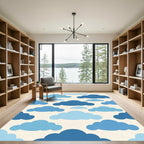 Playful Sky Blue Cloud Arrangement Rug