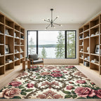 Vintage Dusty Rose Floral Victorian Damask Rug