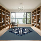 Metallic Silver Isometric Geometric Hexagonal Art Rug