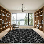 Dark Gray Chevron 3D Effect Rug