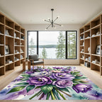 Amethyst Floral Bouquet Watercolor Lush Rug