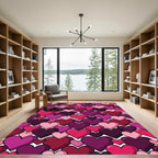 Vibrant Layered Heart Valentine Area Rug