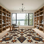 Bronze Star Compass Arrow Tile Rug