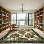 Lush Tropical Leopard Fern Cream Rug