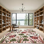 Whimsical Ladybug Floral Garden Meadow Rug