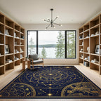 Golden Celestial Zodiac Constellation Map Area Rug