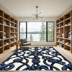 Intricate Navy Nautical Rope Knot Rug