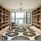 Contemporary Leopard Spot Geometric Circle Rug