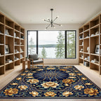 Golden Peony Celestial Sun Medallion Rug