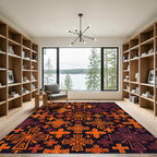 Fiery Orange Geometric Cross Tapestry Rug