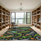 Lush Green Tropical Alligator Wildlife Rug
