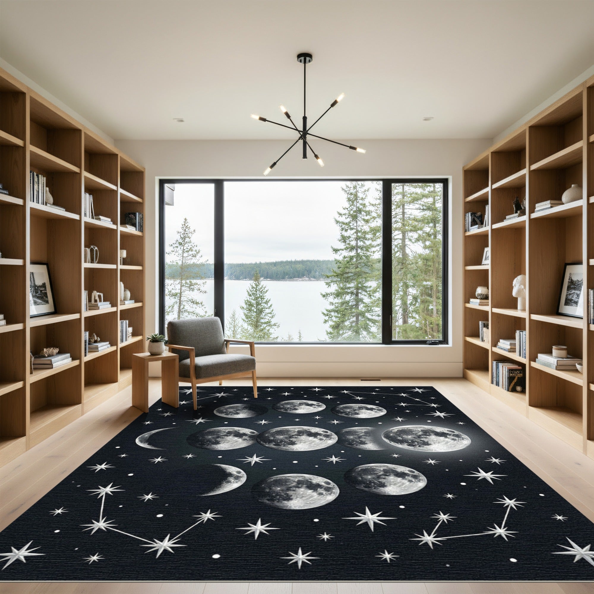 Luminous Lunar Phases Celestial Stars Rug
