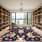 Cute Bunny Rabbit Starry Heart Sky Rug