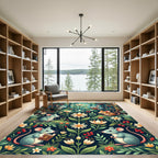 Whimsical Forest Mouse Floral Tale Rug