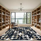 Monochrome Geometric Houndstooth Abstract Art Rug
