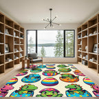 Playful Colorful Hatching Dinosaur Easter Eggs Rug