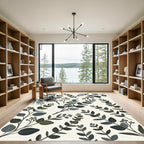 Eucalyptus Branches Cream Background Rug