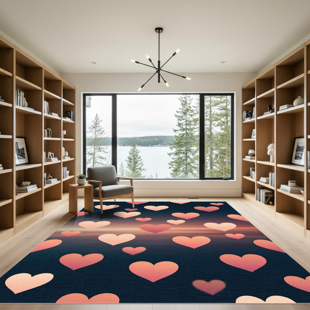 Pink Heart Scatter Gradient Rug