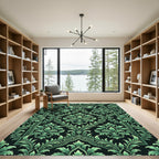 Ornate Green Acanthus Scroll Border Rug