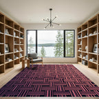 Modern Blush Rose Woven Basket Grid Rug