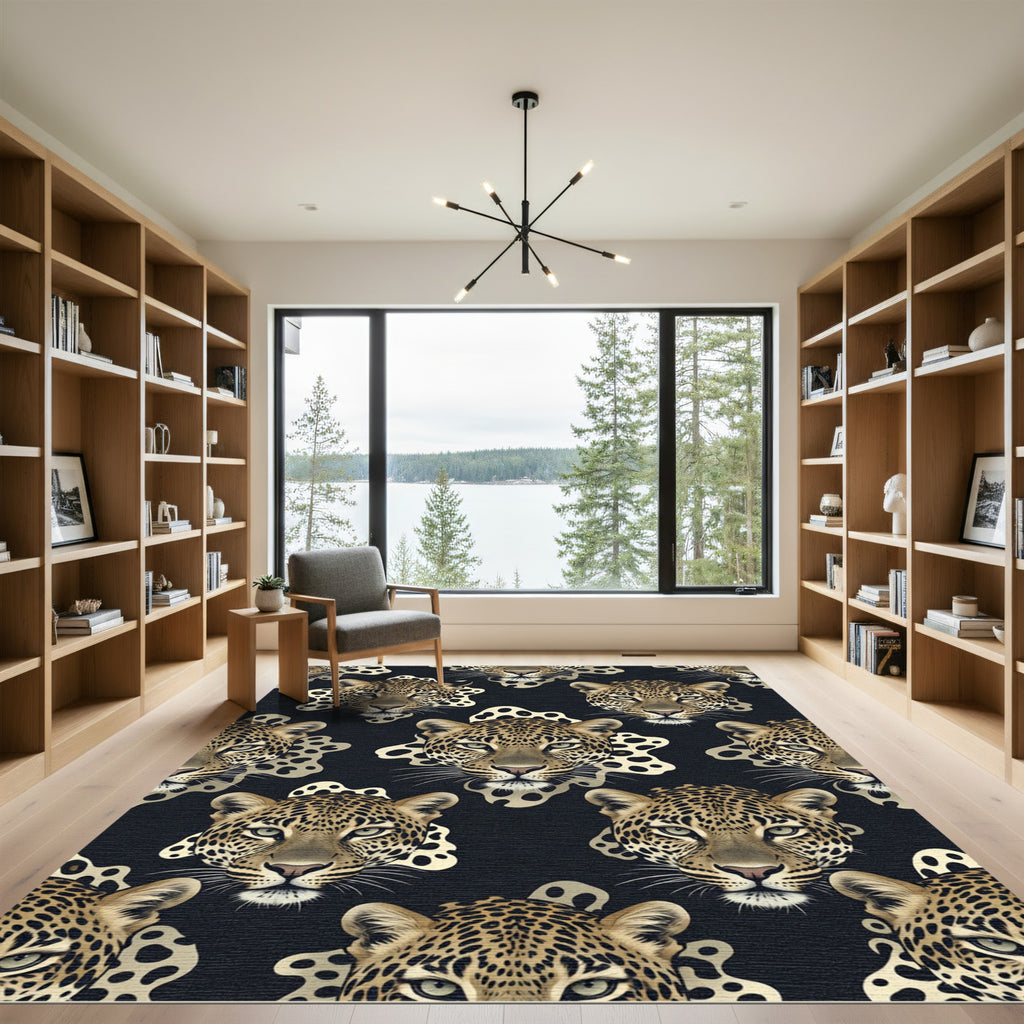 Leopard Spot Black Gold Animal Rug