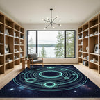 Luminous Celestial Orbit Neon Circle Rug