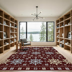 Crimson Blue Yellow Snowflake Sweater Pattern Rug