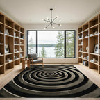 Monochromatic Gray Spiral Maze Rug