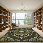 Sage Green Scalloped Baroque Filigree Rug