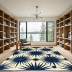 Navy Blue Starburst Rayed Rug