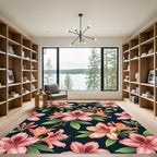 Pink Azalea Blossom Garden Print Rug