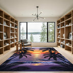 Tropical Sunset Palms Ocean Horizon Rug