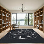 Celestial Lunar Orbital Monochrome Galaxy Rug