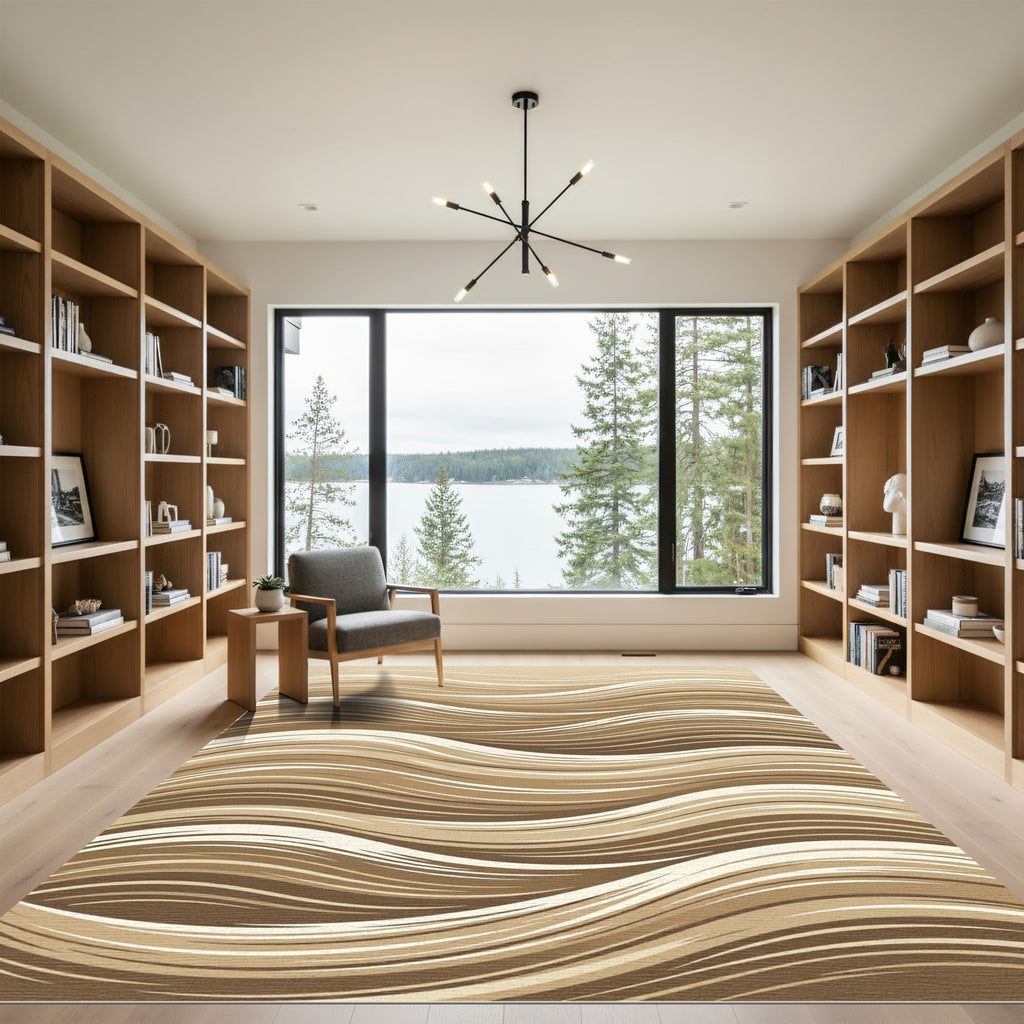 Sandy Tan Wavy Stripe Rug