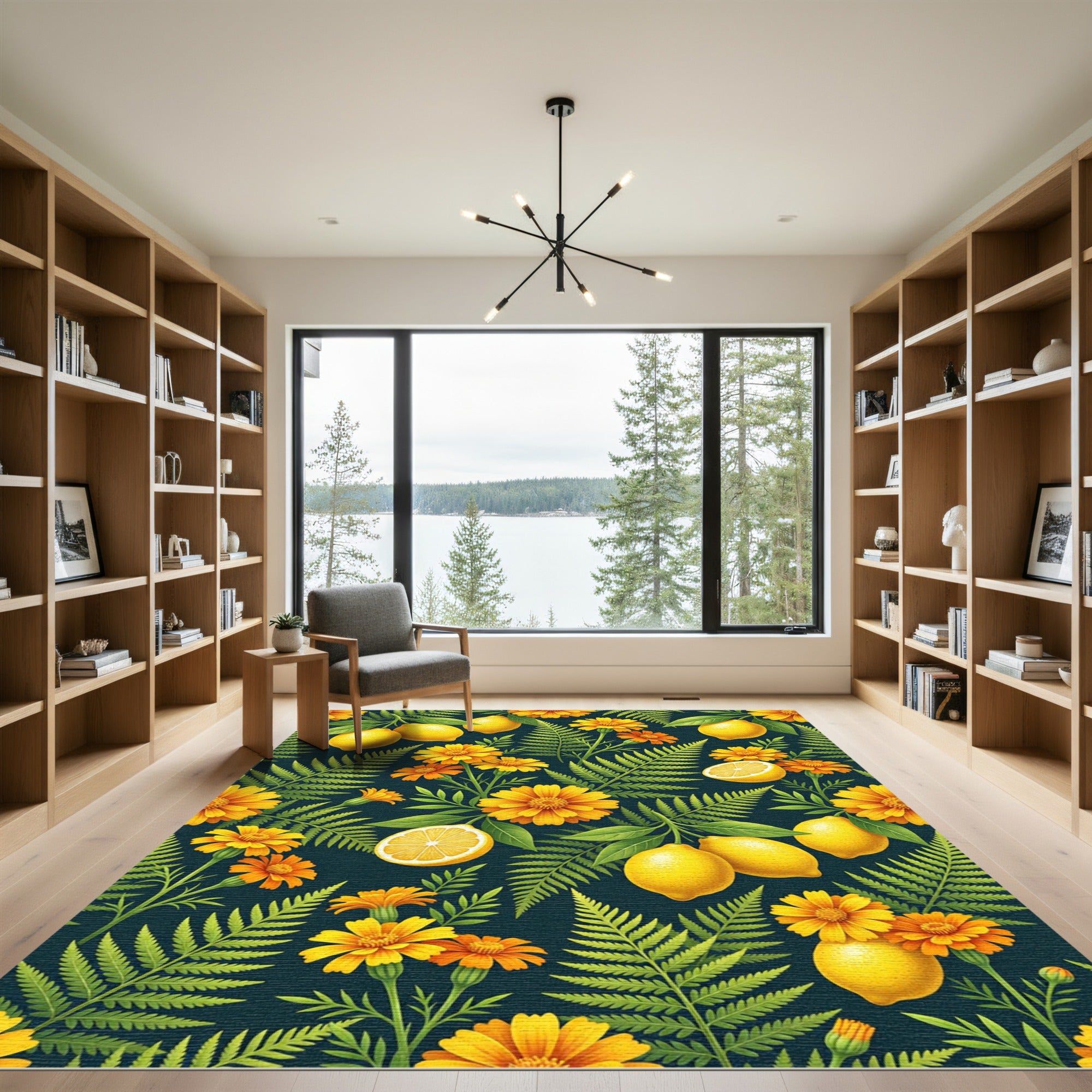 Sunlit Lemon and Marigold Botanical Garden Rug