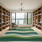 Verdant Layers Abstract Wave Rug