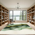 Ethereal Sage Forest Abstract Wave Rug