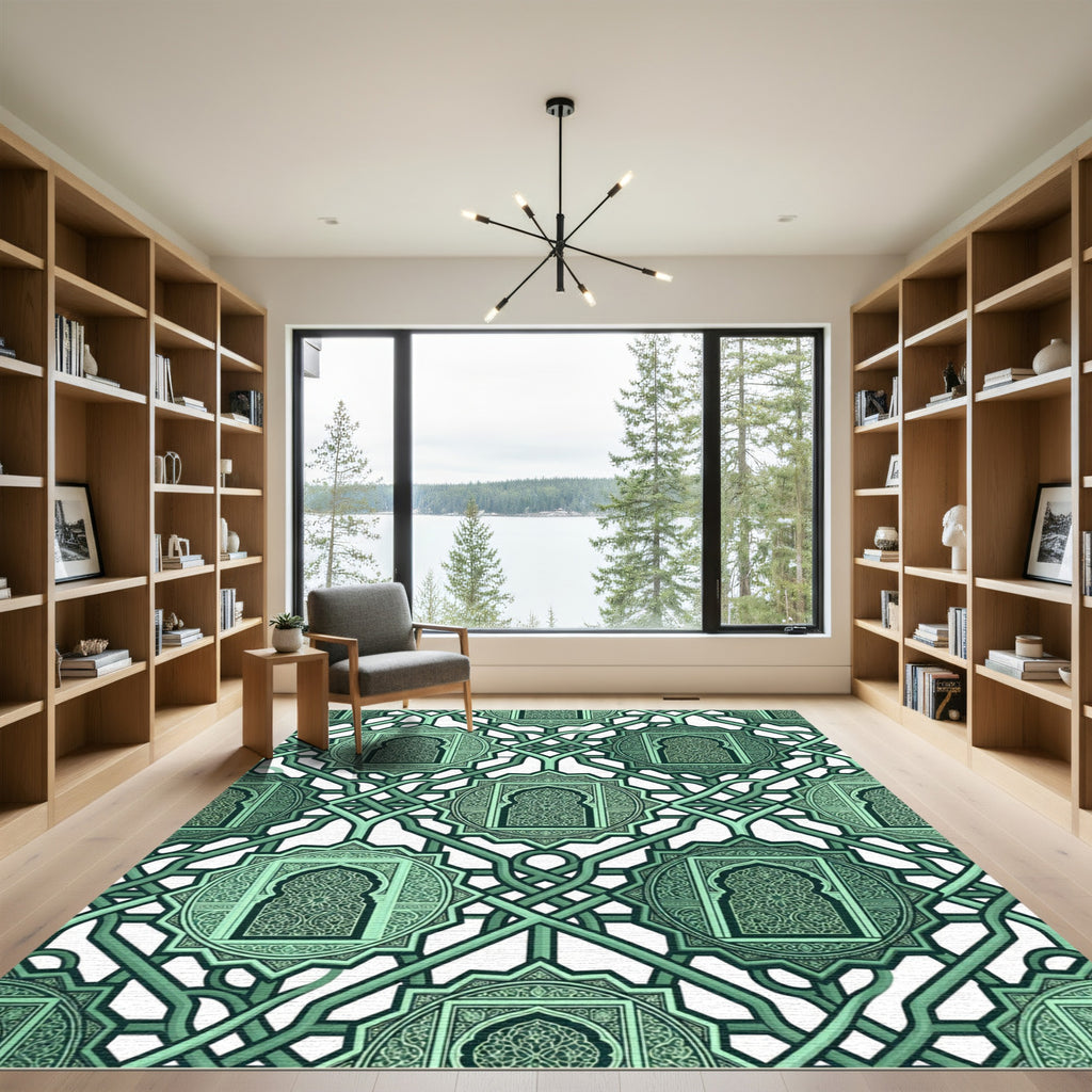 Mint Green Interlocking Geometric Archways Rug