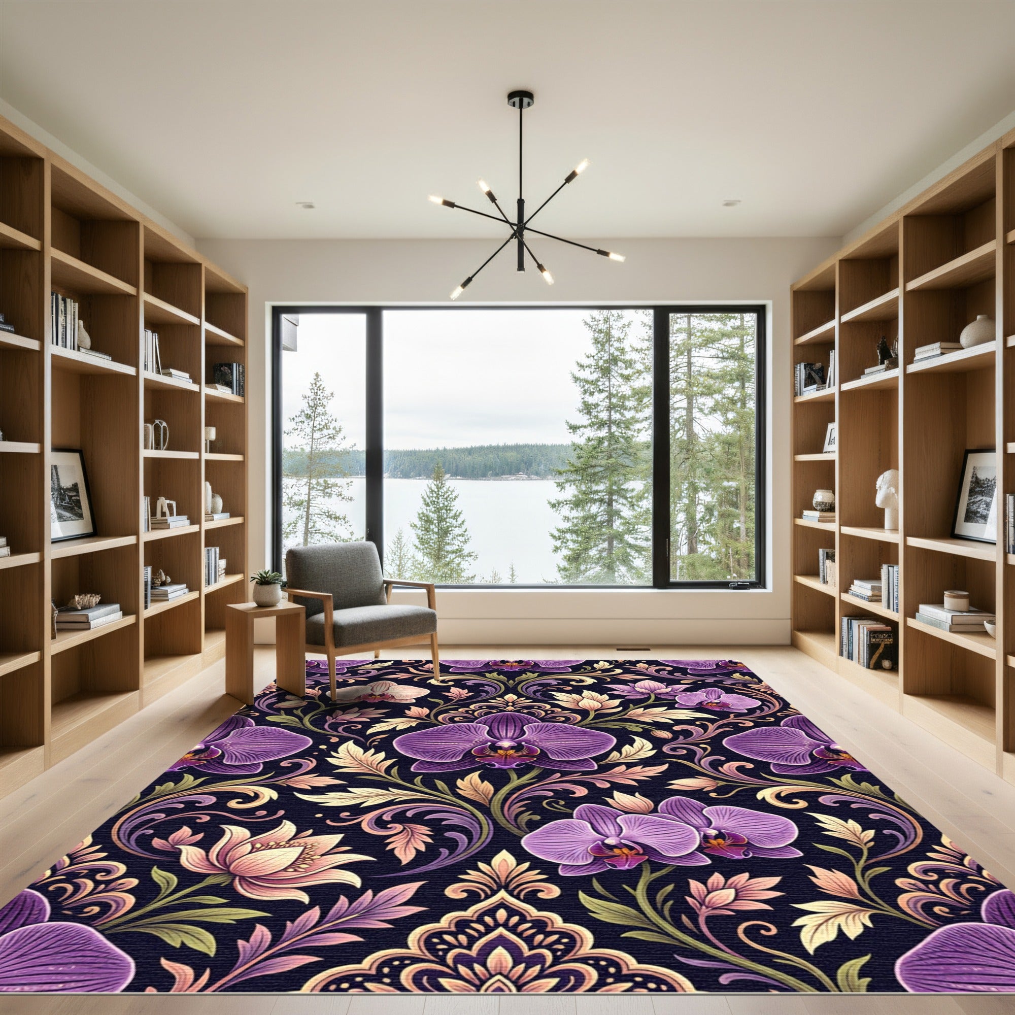 Opulent Orchid Scrollwork Gardens Rug
