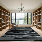 Monochromatic Brushstroke Smoke Waves Rug