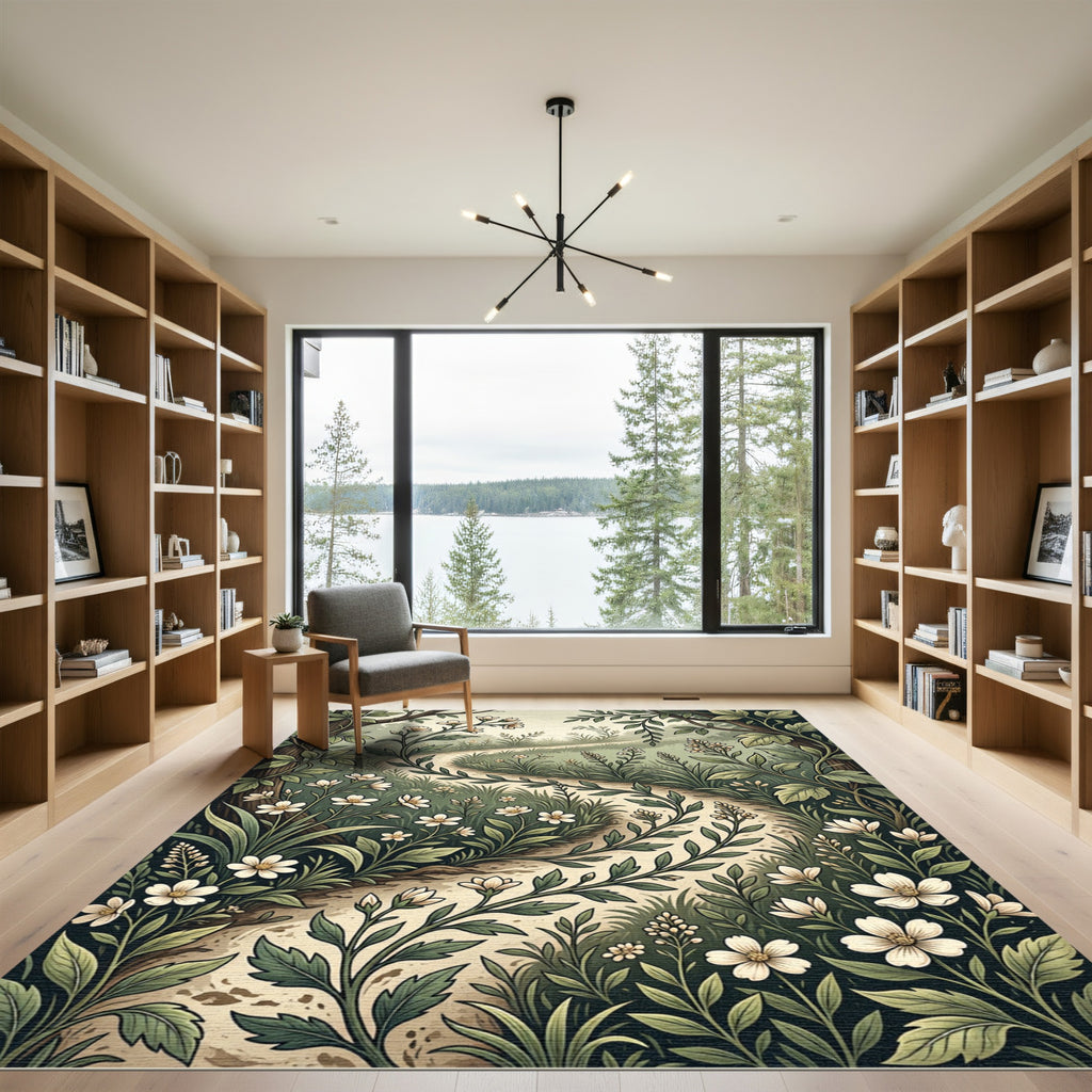 Sage Green Enchanted Woodland Path Rug