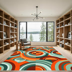 Retro Geometric Mid Century Circular Art Rug