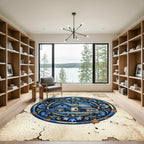 Blue Floral Barn Cottage Medallion Rug