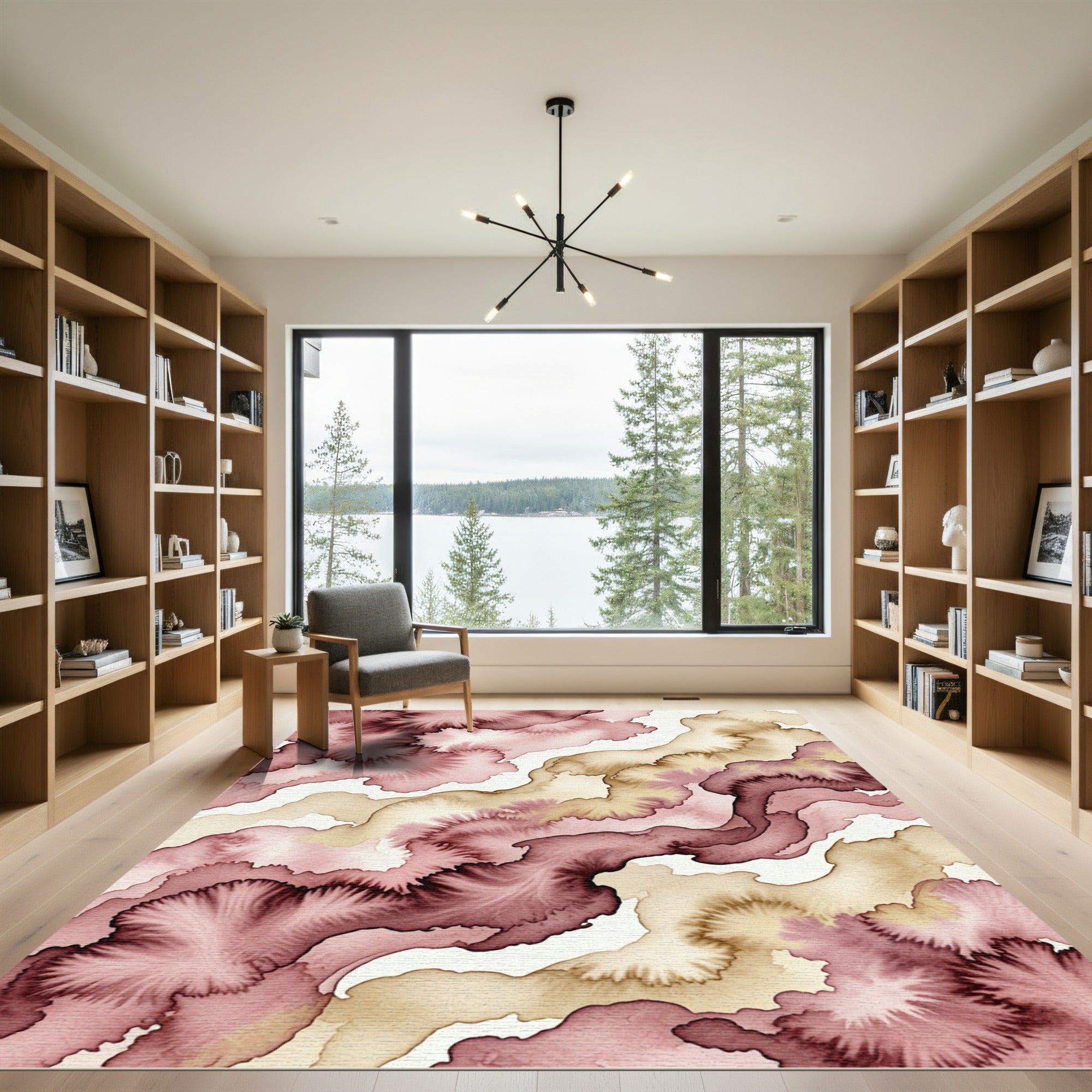 Earthy Plum Blush Watercolor Flow Rug