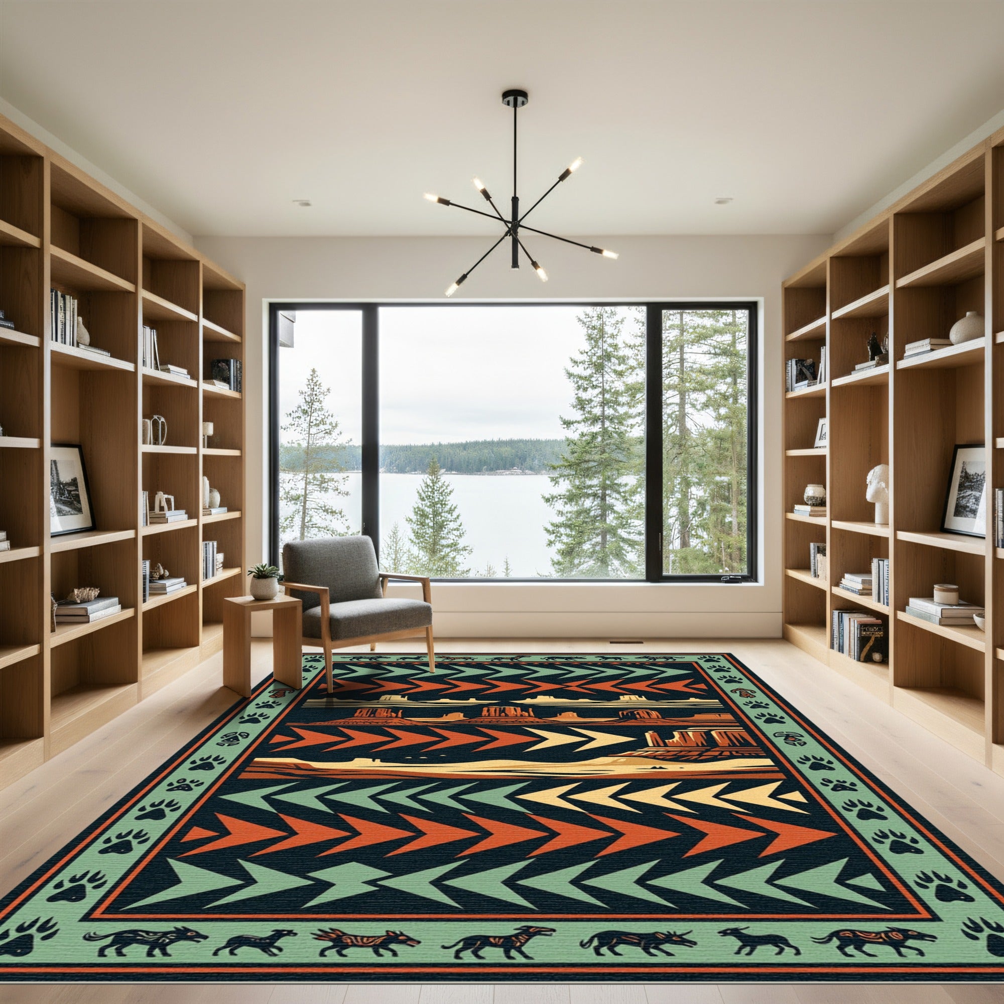 Southwestern Desert Butte Earth Tone Chevron Rug