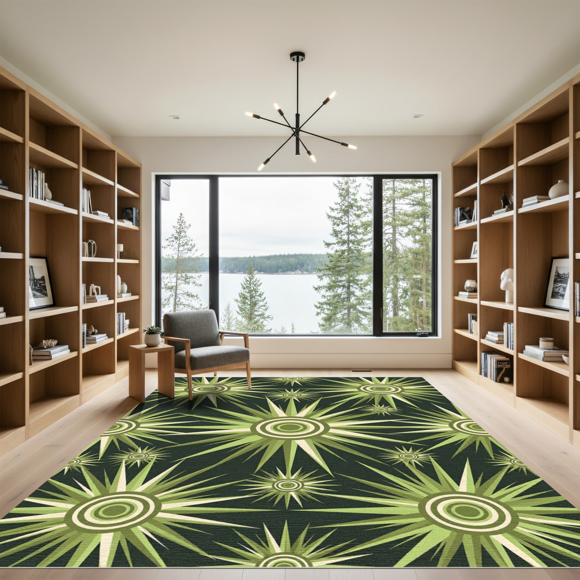 Sage Green Mid Century Starburst Radiance Rug