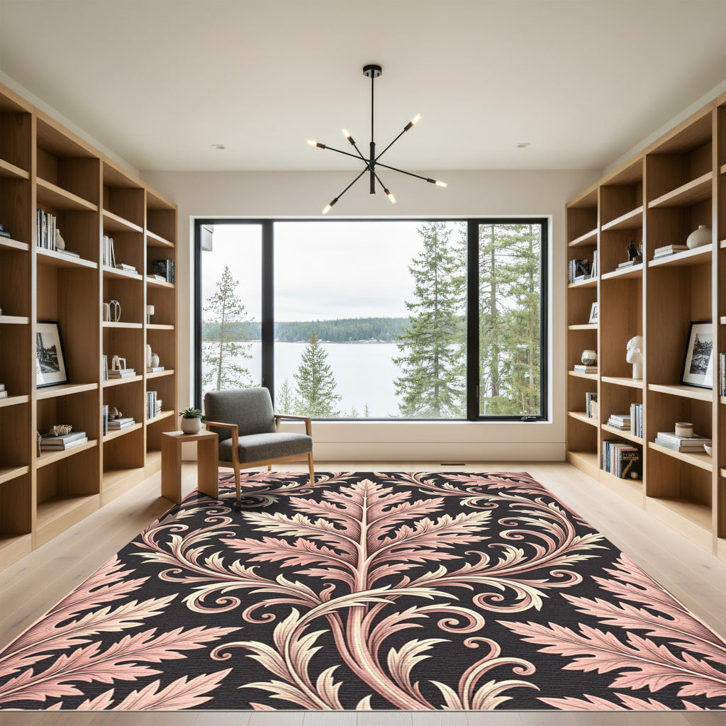 Rose Gold Acanthus Scrollwork Rug